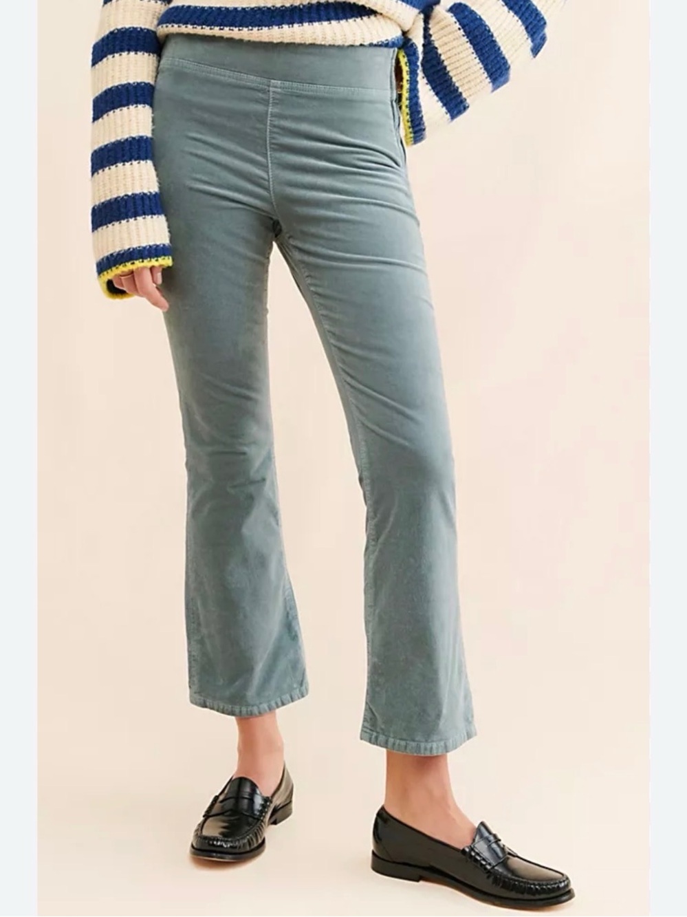 High-Rise Crop Flare Pants in Dusty Sage